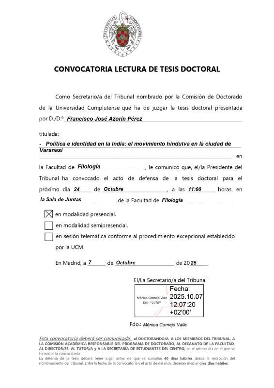 LECTURA DE TESIS DOCTORAL - 1